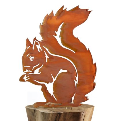 Rusty Squirrel, Decorative Garden Statues Made of Metal, Tree Stake Rust, Squirrel Figure, Garden Stake Rust, Patina Garden Decoration, Garden Figure for Yard, Outdoor, Lawn Decoration